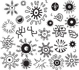 Microbial Fusion Vector Logo with Virus and Bacteria Pathogen Palette Iconic Design Featuring Virus and Bacteria