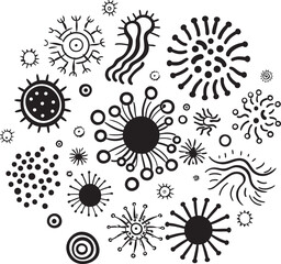 Infectious Innovations Bacteria and Virus Iconic Symbol Biohazard Blend Vector Logo with Pathogens and Microorganisms