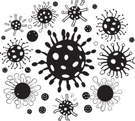 Germ Genesis Vector Logo with Microbes and Pathogens Viral Vectors Bacteria and Virus Emblem in Graphic Design