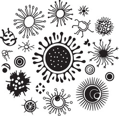Bacterial Bloom Vector Logo with Pathogens and Microorganisms Virulent Vision Virus and Bacteria Iconic Symbol