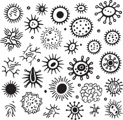 Viral Vectors Bacteria and Virus Emblem in Graphic Design Bacterial Bloom Vector Logo with Pathogens and Microorganisms