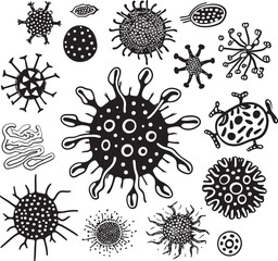 Bacterial Bloom Vector Logo with Pathogens and Microorganisms Virulent Vision Virus and Bacteria Iconic Symbol