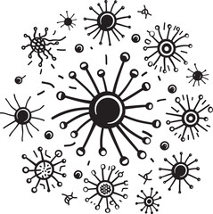 Pathogenic Patterns Graphic Design with Virus and Bacteria Microbial Marvel Vector Logo Design with Virus and Bacteria