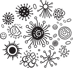 Infectious Innovation Virus and Bacteria Design Icon Germ Genesis Vector Logo with Microbes and Pathogens