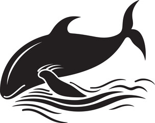 Tranquil Tides Iconic Whale Logo Wave Rider Whale Vector Icon Design