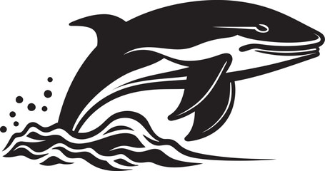 Fototapeta premium Marine Monarch Whale Design Icon Nautical Nobility Vector Logo with a Whale