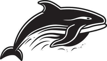 Deep Blue Majesty Vector Whale Logo Cresting Currents Emblematic Whale Icon