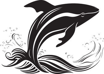 Whalescape Wonder Iconic Logo Graphics Wave Whisperer Vector Symbol Emblem