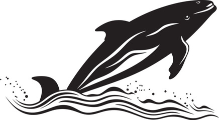 Fototapeta premium Wave Whisperer Vector Symbol Emblem Azure Odyssey Emblematic Whale Icon