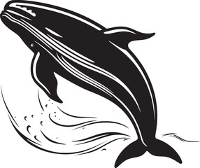 Marine Monarch Whale Design Icon Nautical Nobility Vector Logo with a Whale