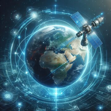 satelite satelites earth communications plante outer space - ai generated