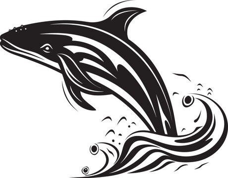 Nautical Nobility Vector Logo with a Whale Whale Wonder Graphic Symbol of the Ocean