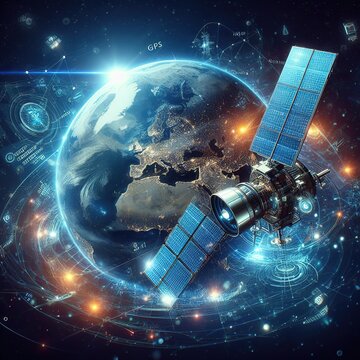 satelite satelites earth communications plante outer space - ai generated