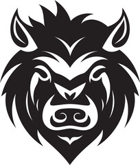 Beastly Boar Emblematic Vector Symbol Ferocious Front Iconic Boar Emblem Graphics