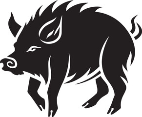 Tusked Tempest Iconic Boar Emblematic Design Rampant Roar Wild Boar Vector Graphics