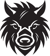 Tusked Thunder Emblematic Logo Design Rampaging Razorback Iconic Boar Icon Graphics