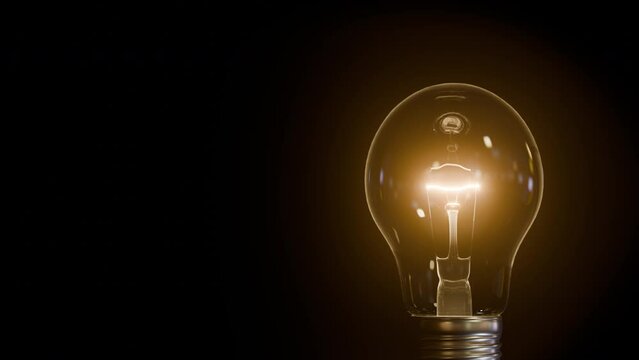 Bulb Light Turn On and Glow. An abstract animation of a bulb light turning on and glowing. Depicting idea, creativity, knowledge and abstract concepts.