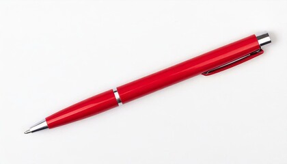 Top view of blank red pen. white background