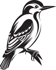Serrated Symphony Iconic Woodpecker Emblem Graphics Pulsating Plumage Woodpecker Symbol Design