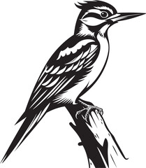 Pulsating Plumage Woodpecker Symbol Design Beak Beat Vector Logo Design with Woodpecker