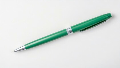 Top view of blank green pen. white background 