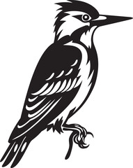 Plumage Percussion Woodpecker Symbol Graphics Beak Beat Vector Logo with Woodpecker Icon