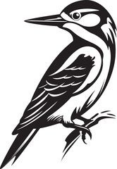 Feathered Finesse Iconic Woodpecker Emblem Graphics Beak Beat Woodpecker Symbol Design