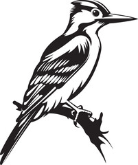 Beak Beat Woodpecker Symbol Design Pulsating Plumage Vector Logo with Woodpecker Icon