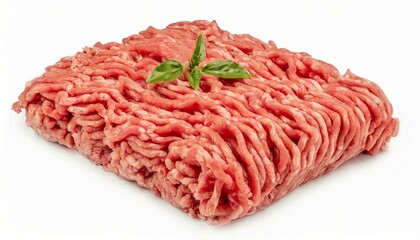Top view of raw minced beef meat clipping path white background