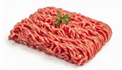 Top view of raw minced beef meat clipping path white background