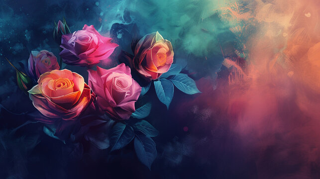 red rose on blue background