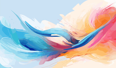 Digital sketch illustration showing a abstract paint strokes in color, soft watercolors, vector illustration