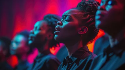 Foto op Canvas Male and female African Americans singing gospel in a church choir. © Falk