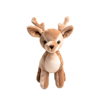 Lovely plush reindeer cuddly creature toy, Isolated on Transparent Background, PNG