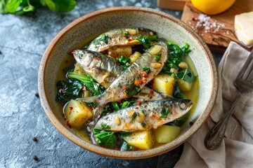 Nourishing sardines potato and chard