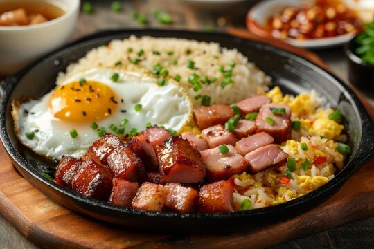 Picture of Spamsilog a Filipino dish with spam egg and rice