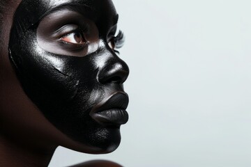 Portrait of a beautiful black woman with cosmetics on her face