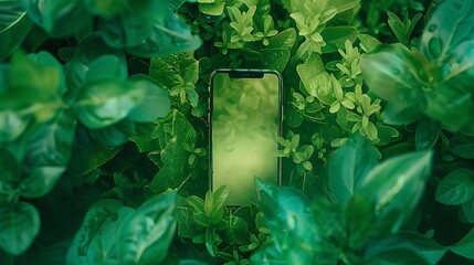 Mobile Network in Green Hues Connecting Nature and Technology 