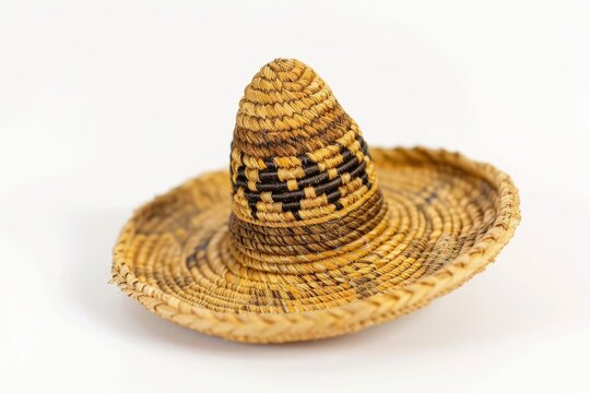 Small straw hat on white background