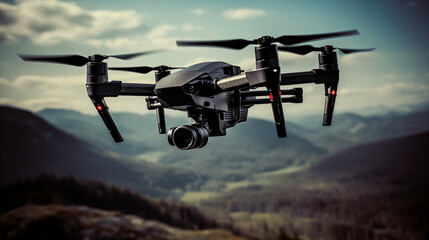 Fototapeta na wymiar A High Tech JF Drone In Mid-Air Hover: A Perfect Fusion of Speed, Durability, and Superior Design