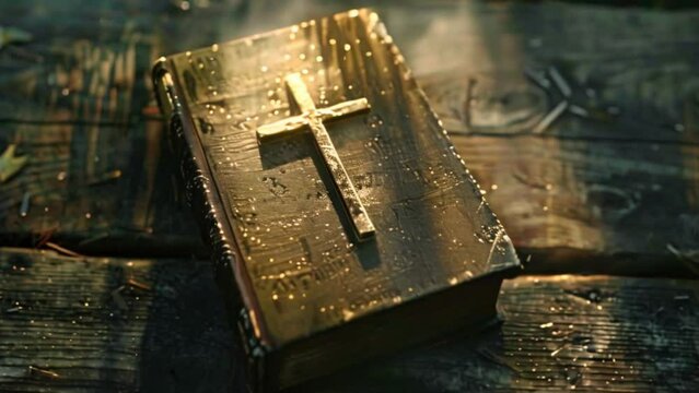 holy bible with christian cross Generative AI