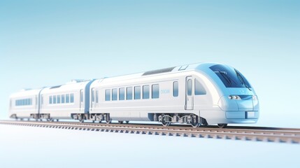 Fototapeta premium A train on a plain background. Minimal 3d style .