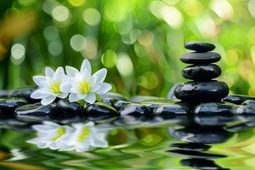 White Flower on Top of Rock Pile