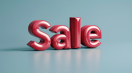 An Isolated 3d render typography saying "SALE" focus on the object. 