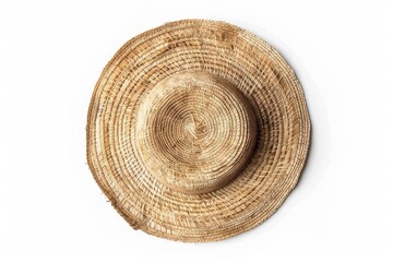 Fototapeta na wymiar White background top view of straw sombrero