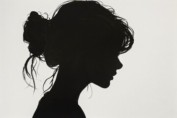Young woman s side view portrait in horizontal silhouette