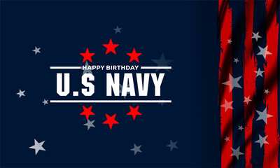 Happy birthday US Navy October 13 background Vector Illustration