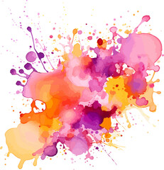 abstract watercolor stain on a transparent background	orange purple yellow - obrazy, fototapety, plakaty