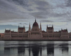 Fototapeta na wymiar Budapest's parliament shot from Danube river