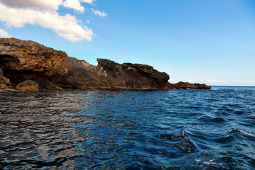 The caves of the ionian Sea side of Santa Maria di Leuca seen from the tourist boat
